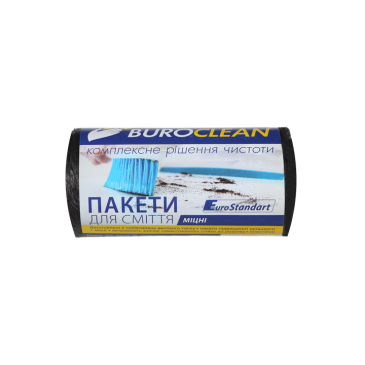  Пакети для сміття 35л/50шт, 500х600мм,міцні, чорні, 11мкм, ПВТ (LDPE) BuroClean EuroStandart
