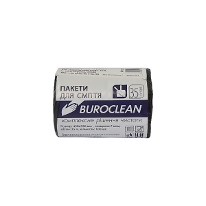  Пакети для сміття 35л/100шт, чорн, 7мкм, ПНТ ( HDPE),і BuroClean ECO