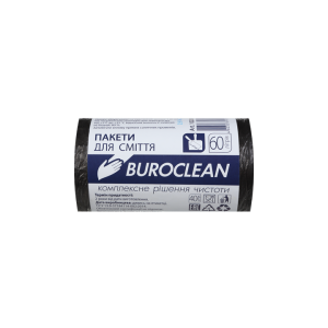 Пакети для сміття 60л/40шт, чорні BuroClean ECO