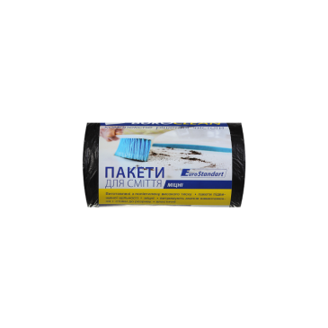 Пакети для сміття 60л/40шт,600х800мм,міцні, чорні,18мкм, ПВТ (LDPE), BuroClean EuroStandart