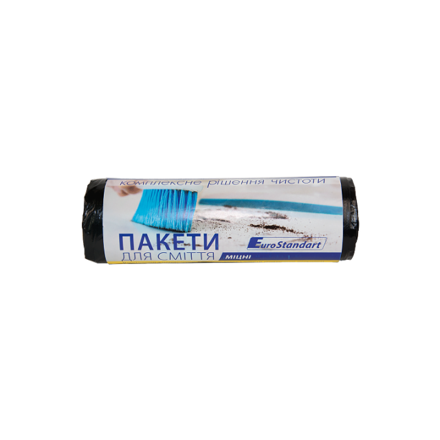 Пакети для сміття 120л/10шт, 900х1000мм, міцні, чорні, 24мкм, ПВТ (LDPE), BuroClean EuroStandart #1
