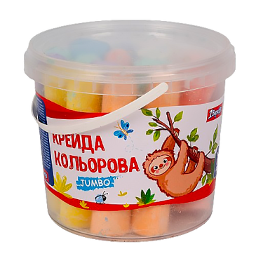 Крейда 1 Вересня кольорова, 16 шт. JUMBO у відрі Zoo Land