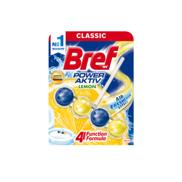 Очищувальний блок д/туалета BREF 50г Сила Актив 4в1 Лимонна свіжість