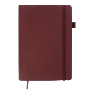 Книжка записна BRIEF, А5, 96 арк. кліт.  шт.шкіра, темно-червона