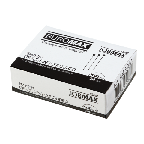 Шпильки кольорові, JOBMAX, 34 мм, 100 шт. в карт.коробці #2