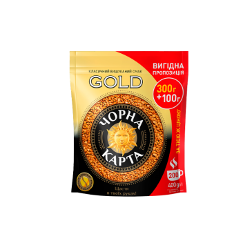  Кава розчинна Чорна Карта Gold, пакет400г