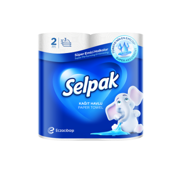 Рушники целюлозні, по 2 рул., на гільзі, 3-х сл., білий SELPAK
