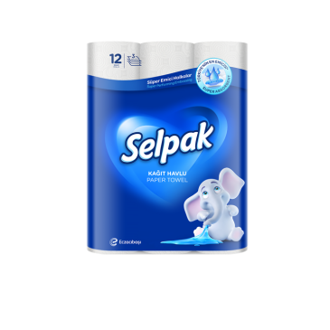 Рушники целюлозні, по 12 рул., на гільзі, 3-х сл., білий SELPAK